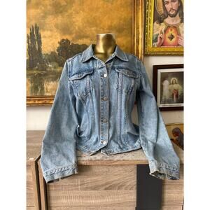 Vintage 90s Sundance Fitted Denim Trucker Jacket Size Large